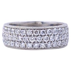 Three-Row Round Diamond Eternity Band Ring 2.04 Carat Platinum