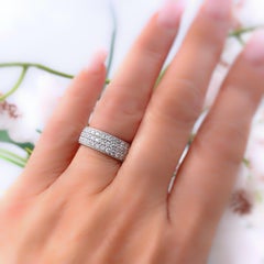 Three-Row Round Diamond Eternity Band Ring 2.04 Carat Platinum