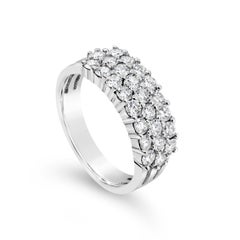 Three-Row Round Diamond Half-Way Ring