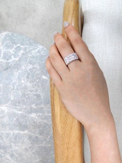 Three Row Round Diamond Wedding Band in 18K White Gold