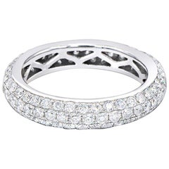 Three-Row Rounded Setting Micro-Pavé White Diamond Band Ring