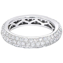 Three-Row Rounded Setting Micro-Pavé White Diamond Band Ring