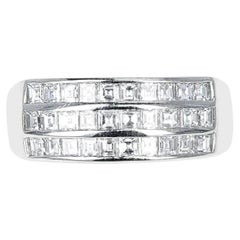 Three Row Square Shape 1 Ctw. Diamond Band Ring, Platinum
