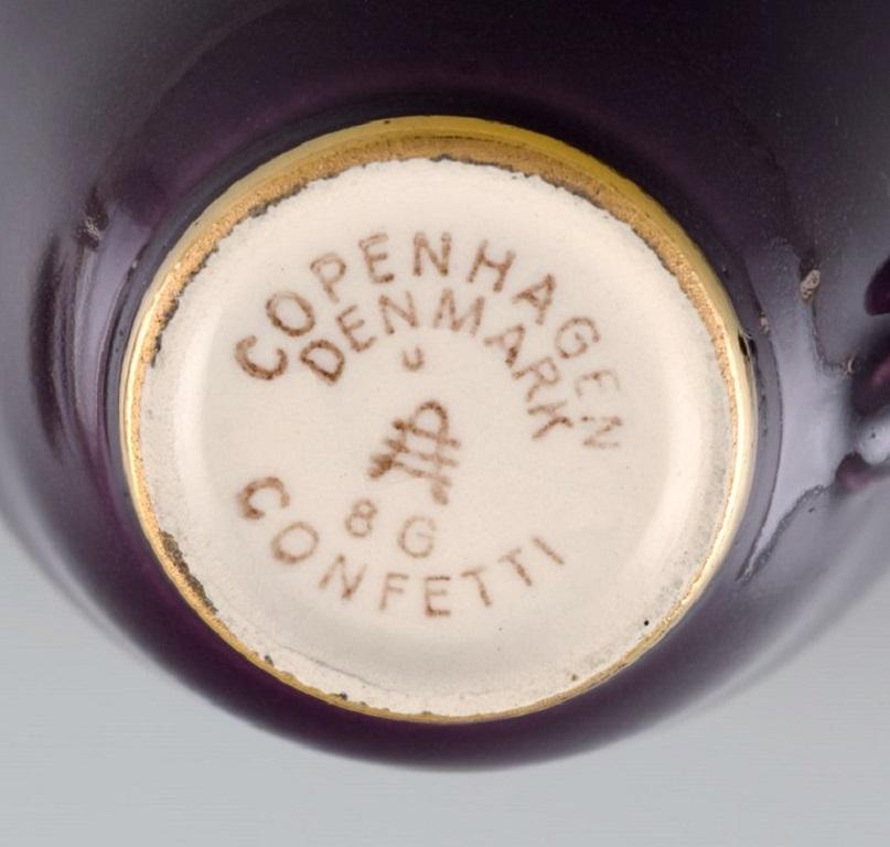 20th Century Three Royal Copenhagen / Aluminia Confetti Mocha Cups with Saucers For Sale