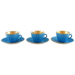 Three Royal Copenhagen / Aluminia Confetti mocha cups with saucers.