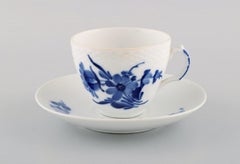 Three Royal Copenhagen Blue Flower Braided Coffee Cups with Saucers, 1950s