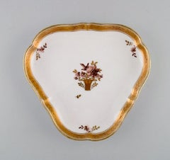 Three Royal Copenhagen Golden Basket Dishes in Porcelain with Flowers