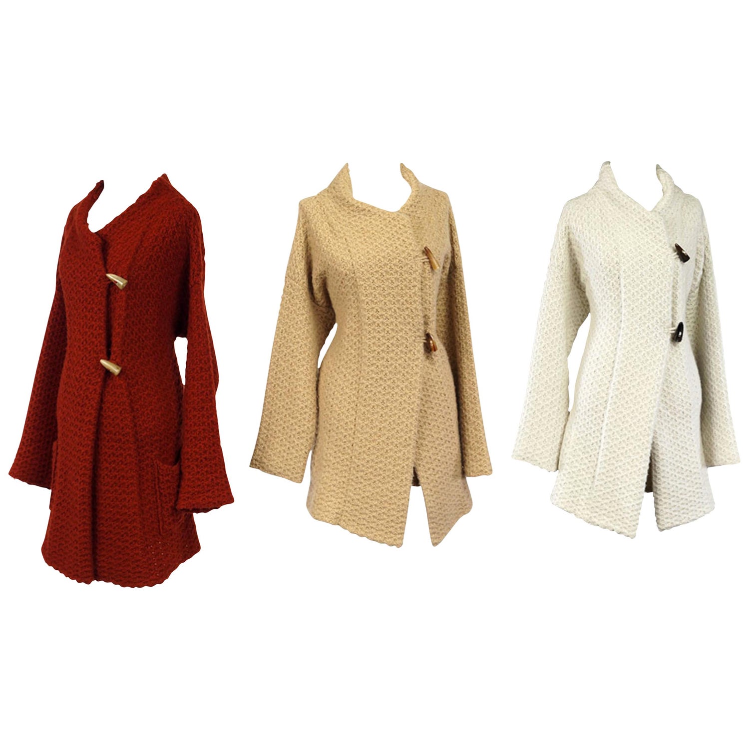 1980's ISSEY MIYAKE boucle knit grey cocoon sweater coat at 1stDibs