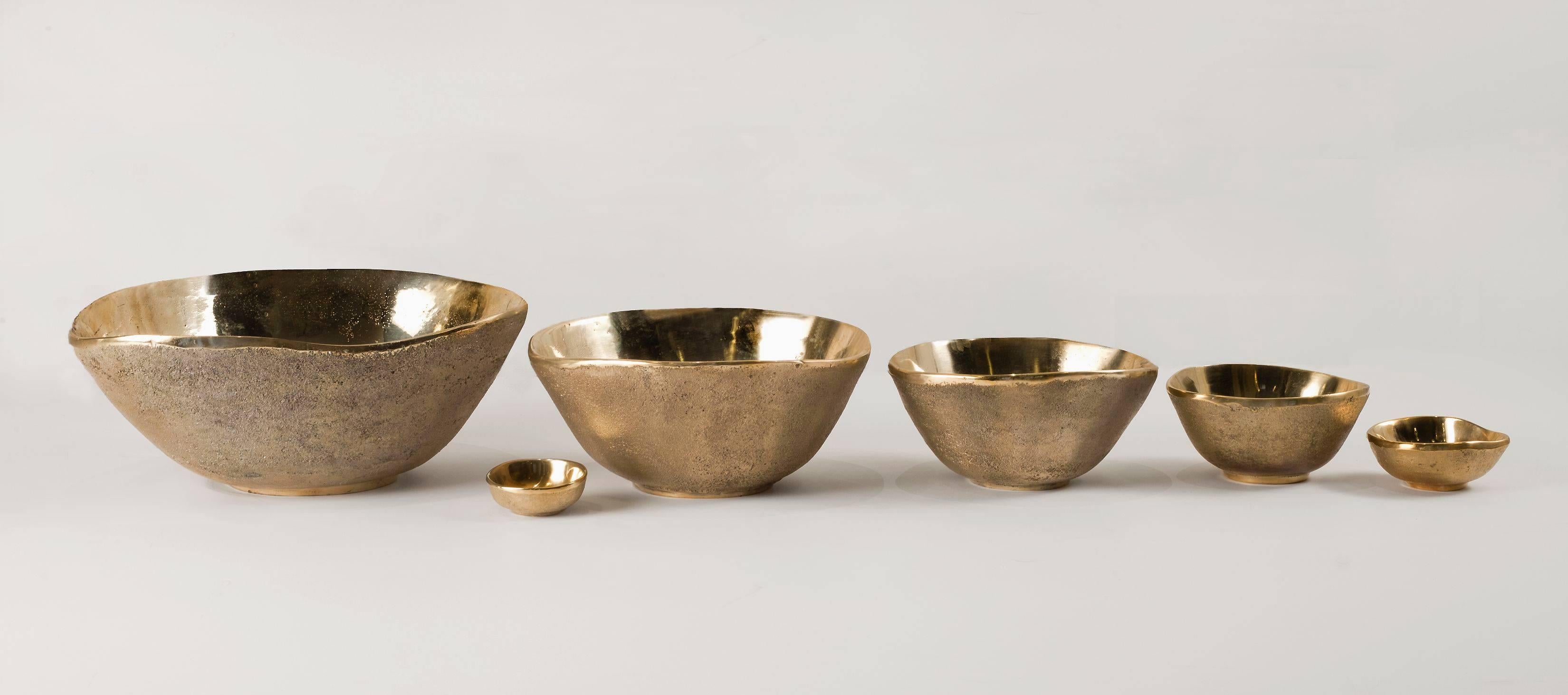 Three Sand Cast Bronze Bowls by Jaimal Odedra In Good Condition For Sale In New York, NY