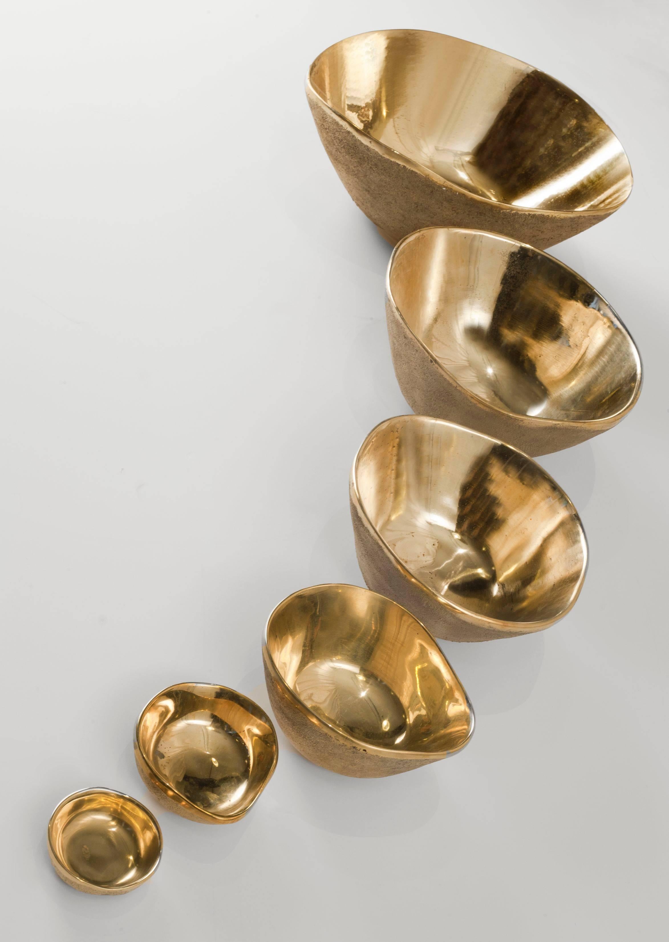 Contemporary Three Sand Cast Bronze Bowls by Jaimal Odedra For Sale