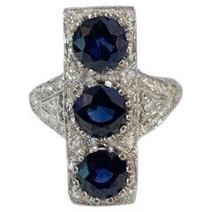 Three Sapphire Ring with Diamonds
