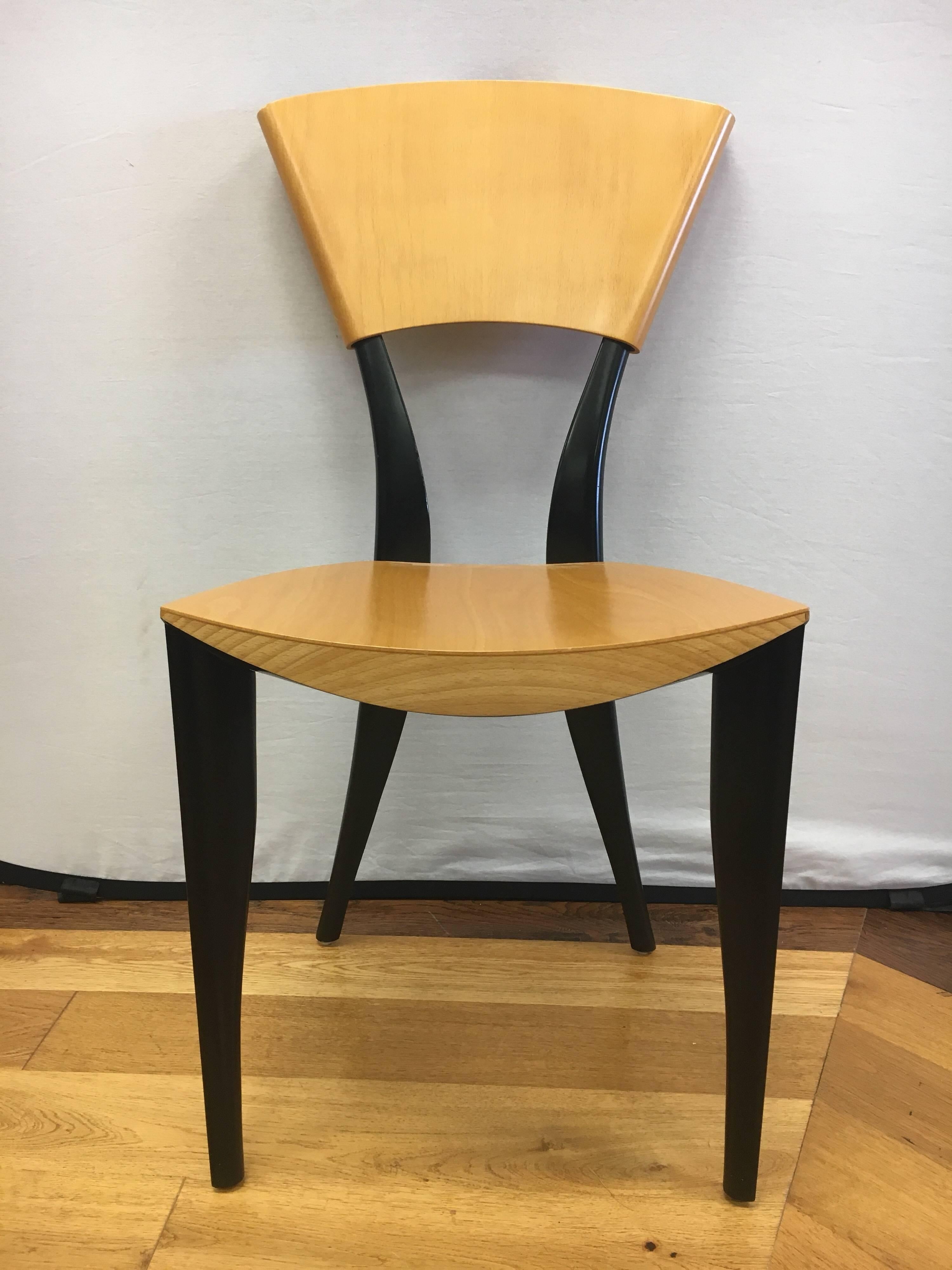 Set of three matching Sawaya and Moroni chairs signed by Mancini and Gaby Dorell.
Made in Italy and featuring the curved, wraparound backrest; so unusual and extraordinary!