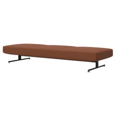 Three Seat Bench with Black Powder-Coated Metal Base. Adjustable Metal Glides