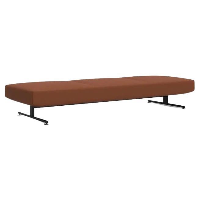 Three Seat Bench with Black Powder-Coated Metal Base. Adjustable Metal Glides