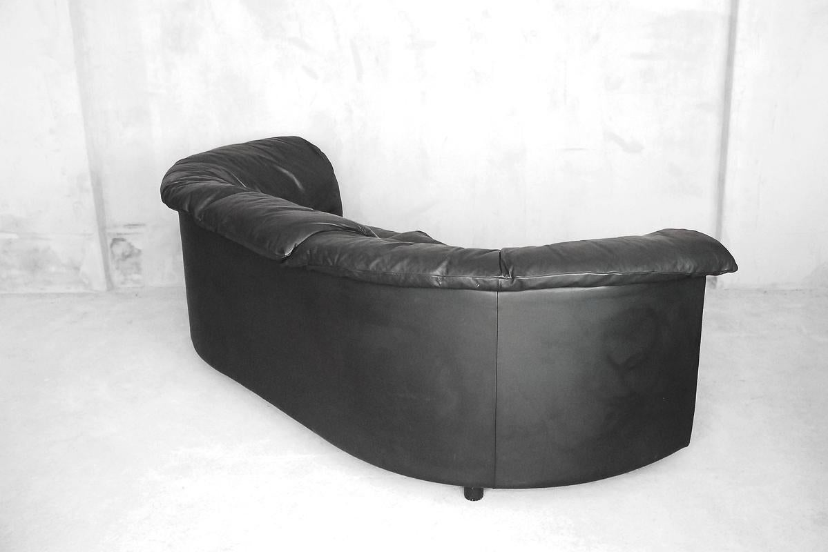 Three-Seat Black Leather Swiss Sofa by De Sede, 1980s 6