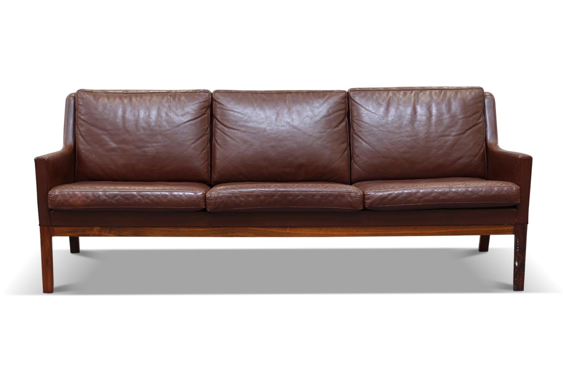 Other Three Seat Brown Leather Sofa by Kai Lyngfeldt Larsen