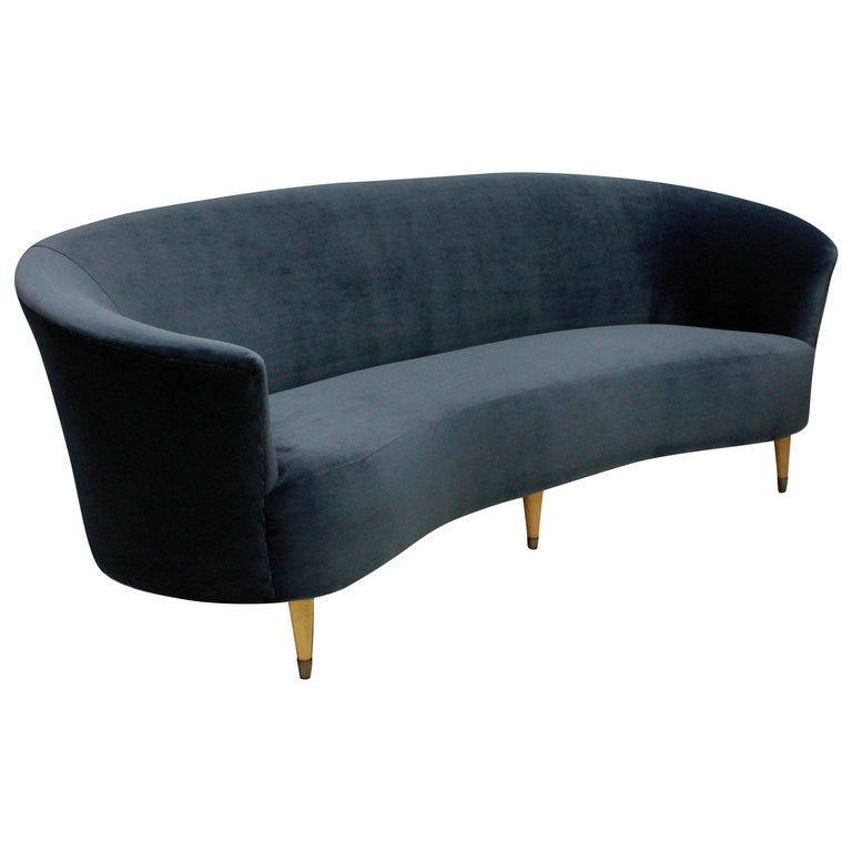 Three-Seat Curved Ico Parisi Sofa For Sale at 1stDibs