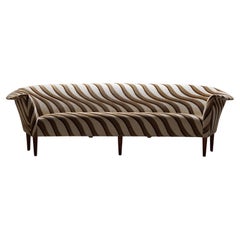 Three-Seat Danish Curved Sofa from the 1960s. Newly Upholstered