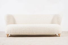 Three-Seat Danish Curved Sofa, Original Piece from the 1940s Newly Upholstered