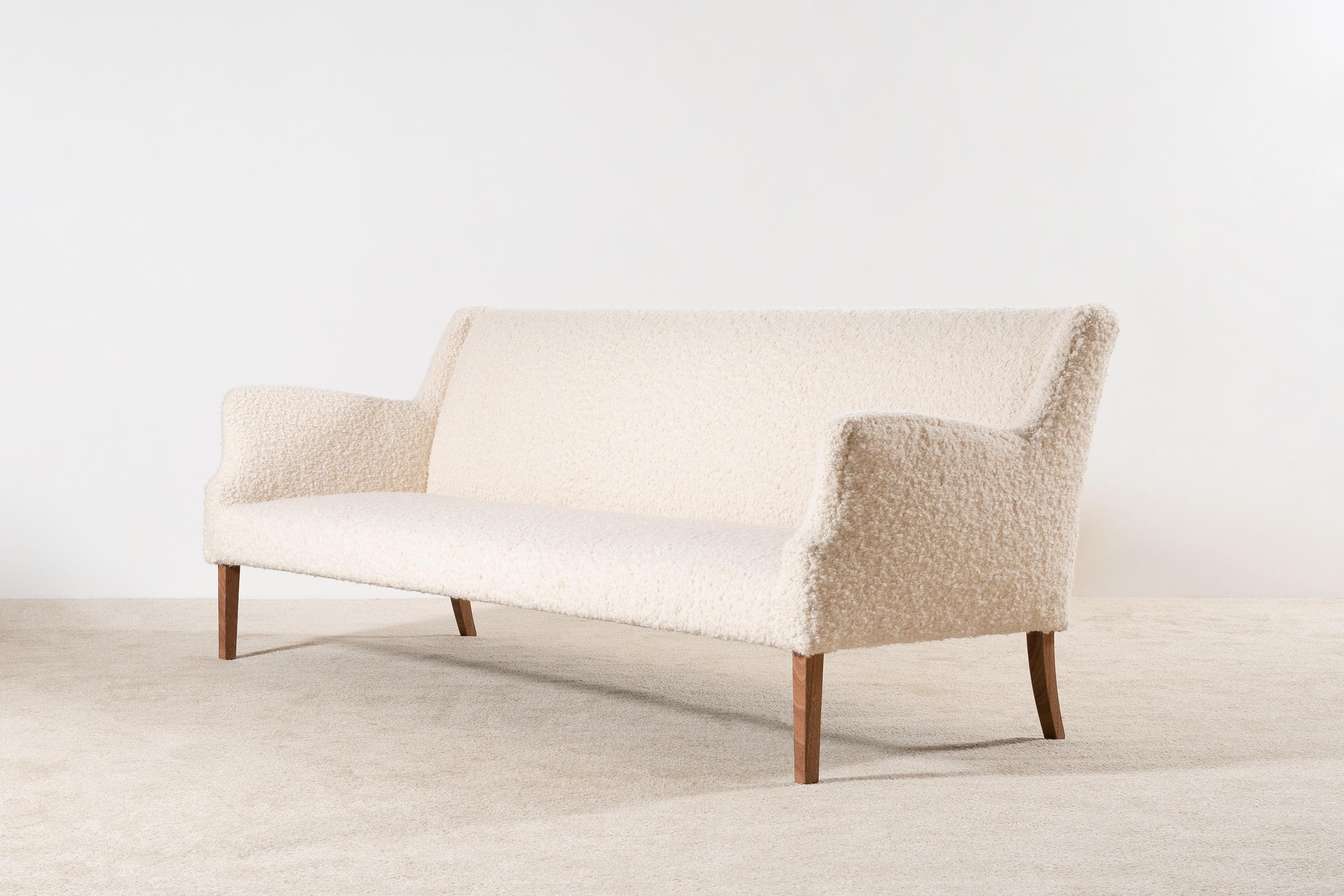Scandinavian Modern Three-Seat Danish Sofa from the 1960s Newly Upholstered