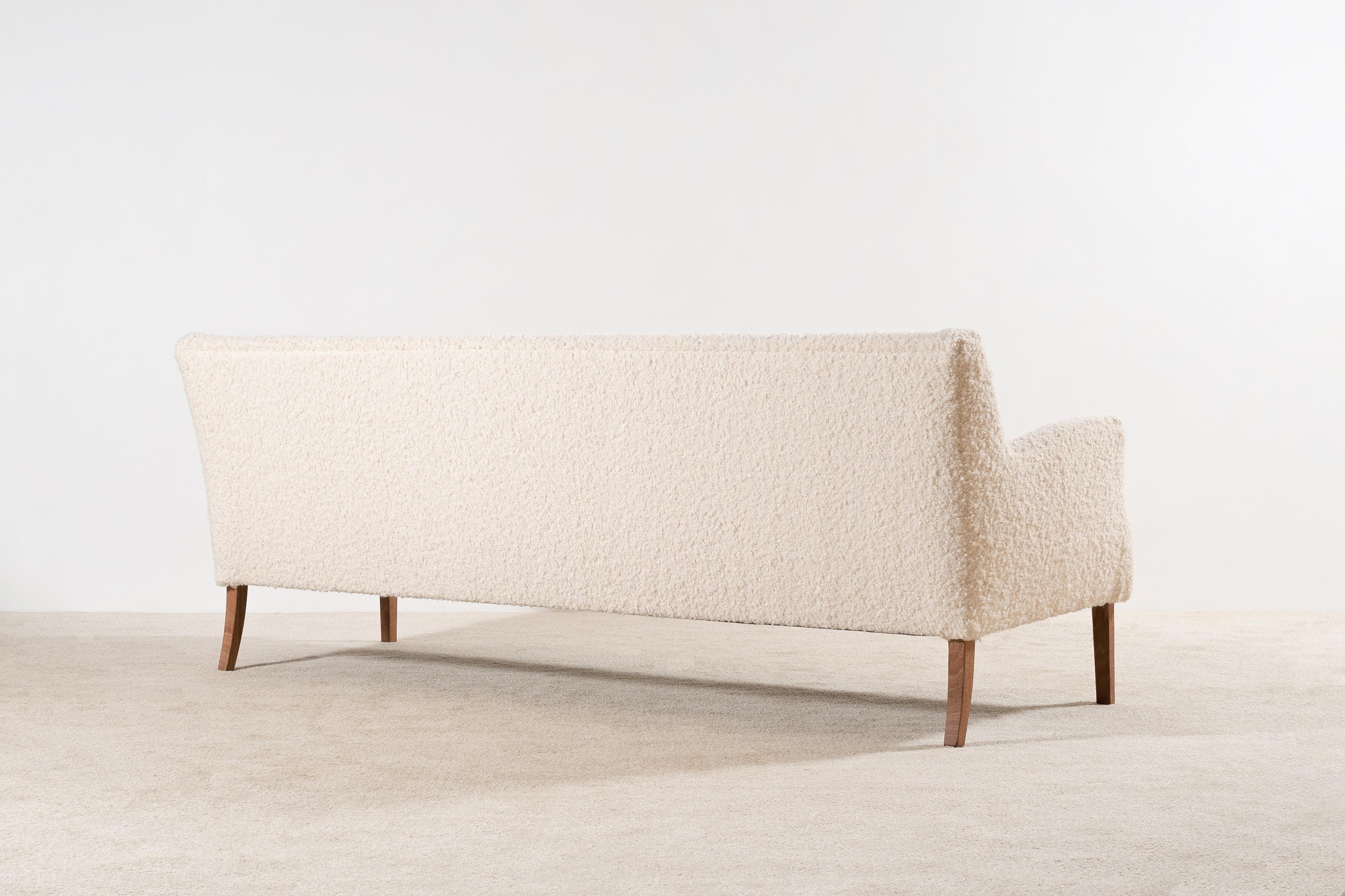 Mid-20th Century Three-Seat Danish Sofa from the 1960s Newly Upholstered