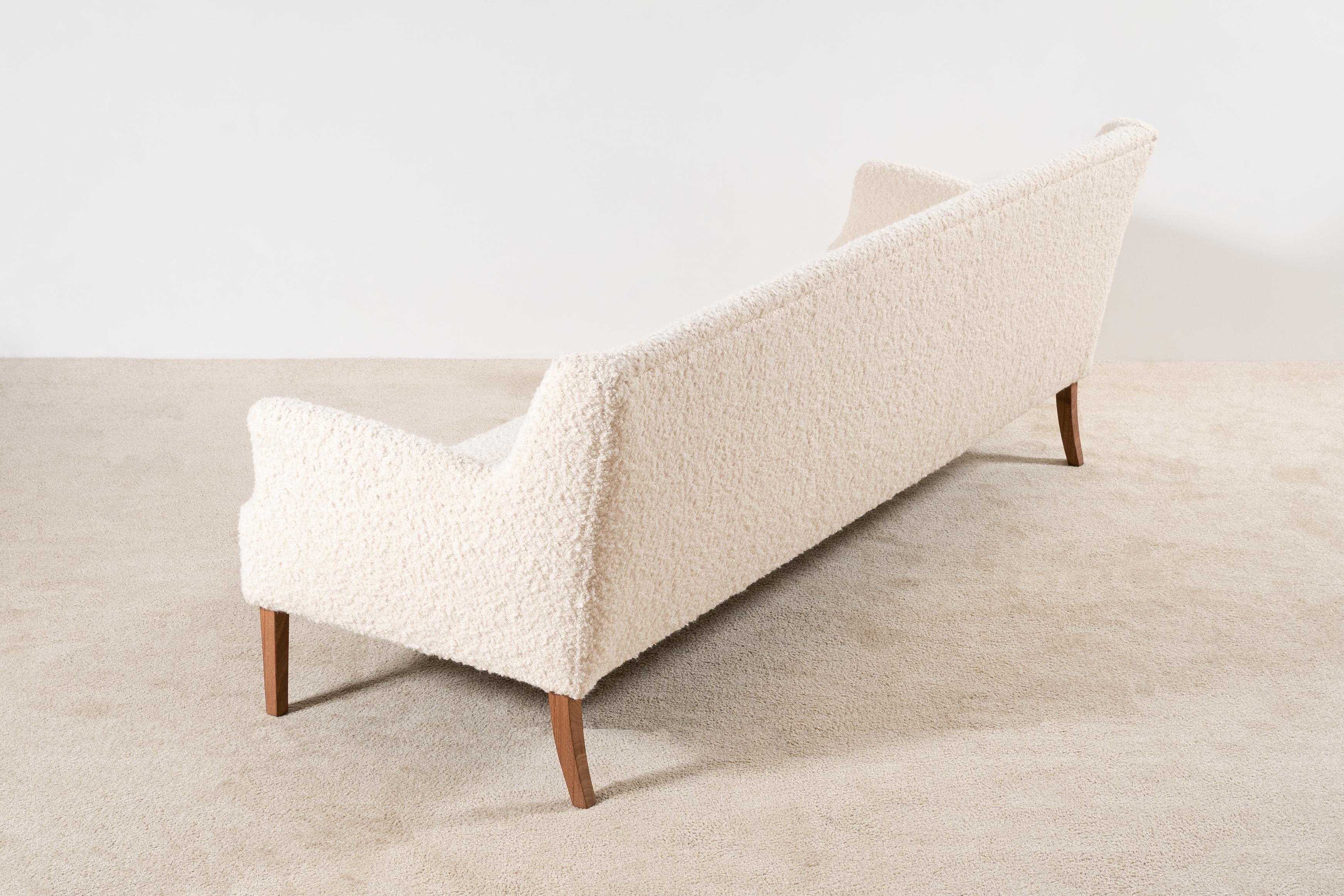 Fabric Three-Seat Danish Sofa from the 1960s Newly Upholstered