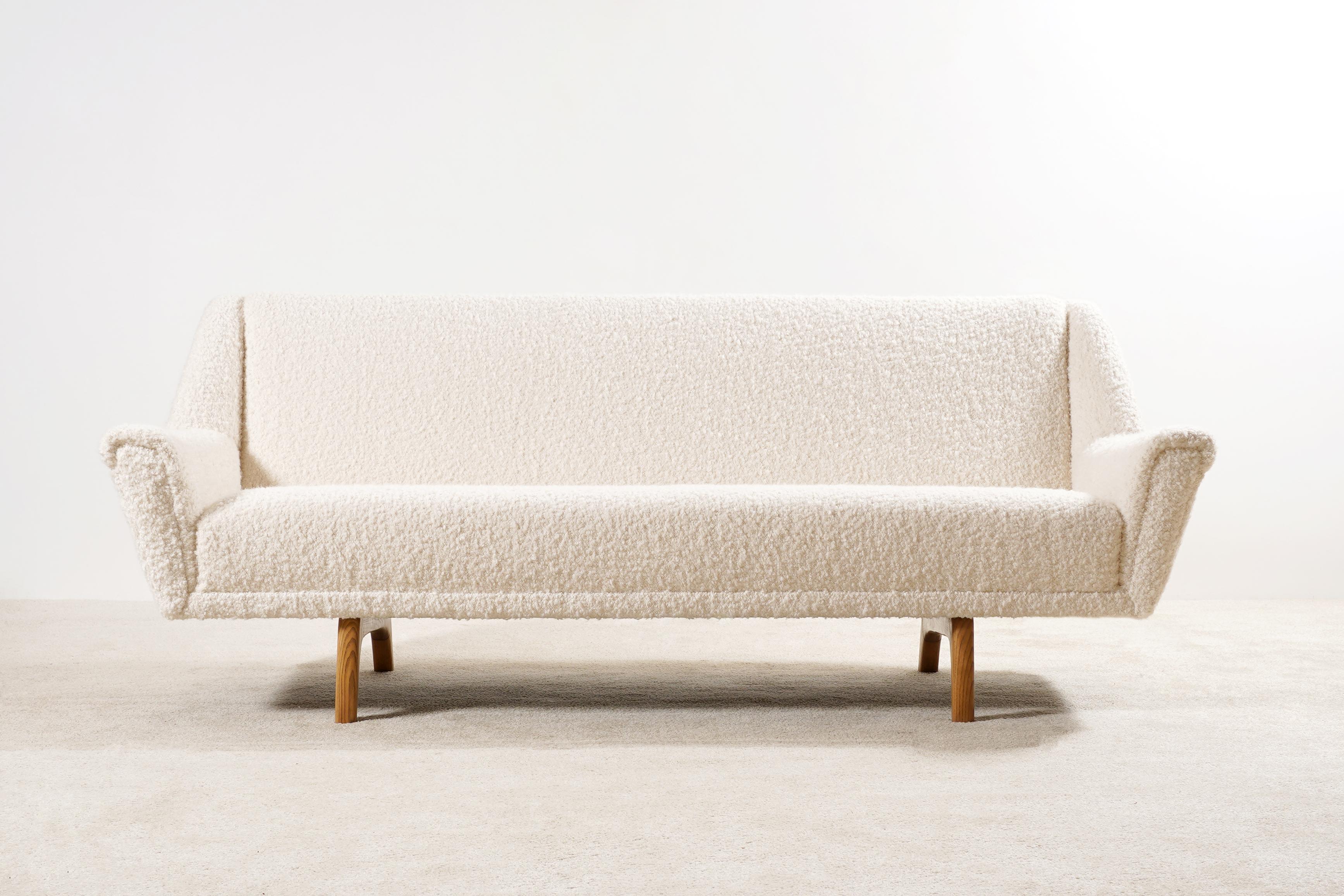 Scandinavian Modern Three-Seat Danish Sofa, Original Piece from the 1960s Newly Upholstered