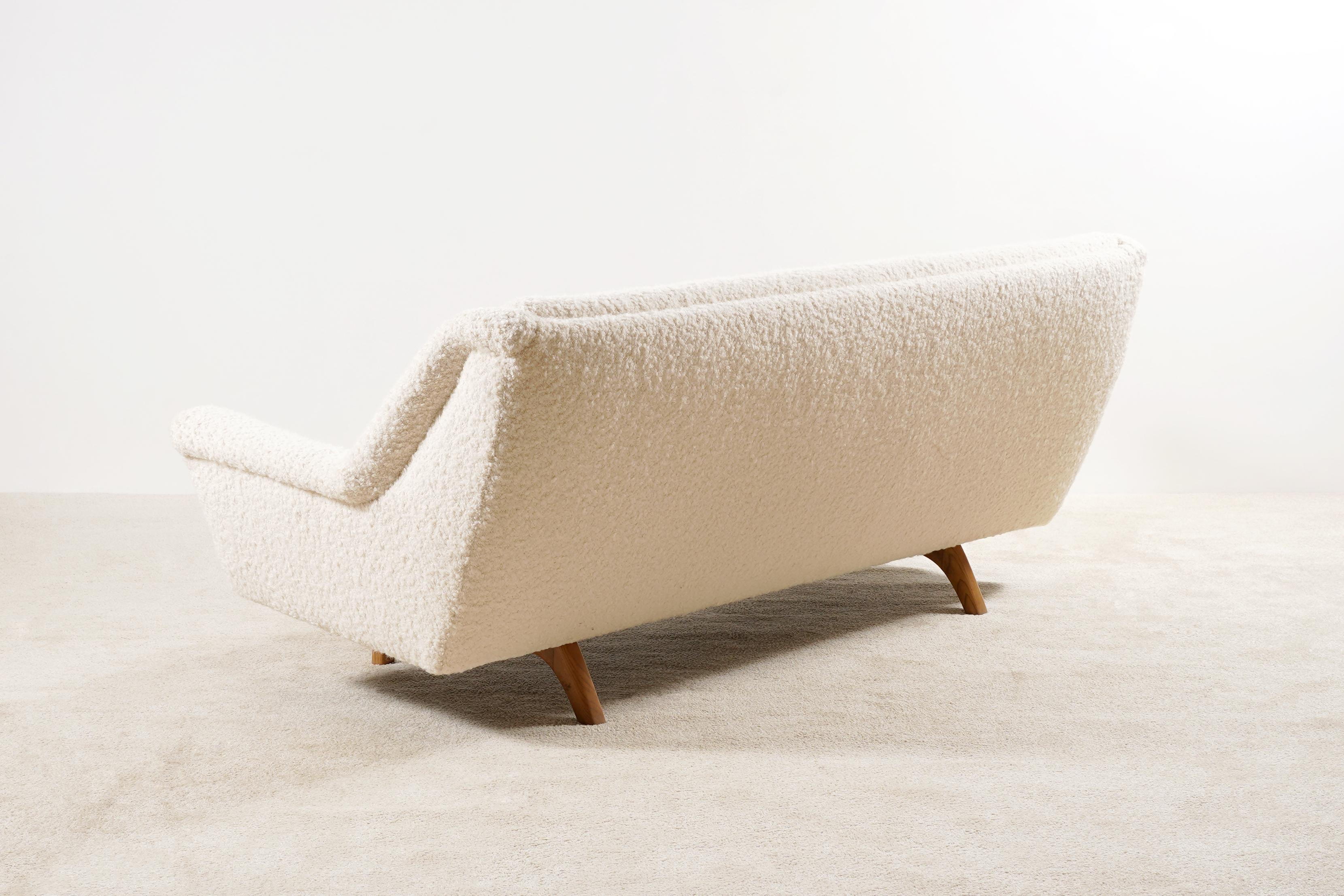 Fabric Three-Seat Danish Sofa, Original Piece from the 1960s Newly Upholstered