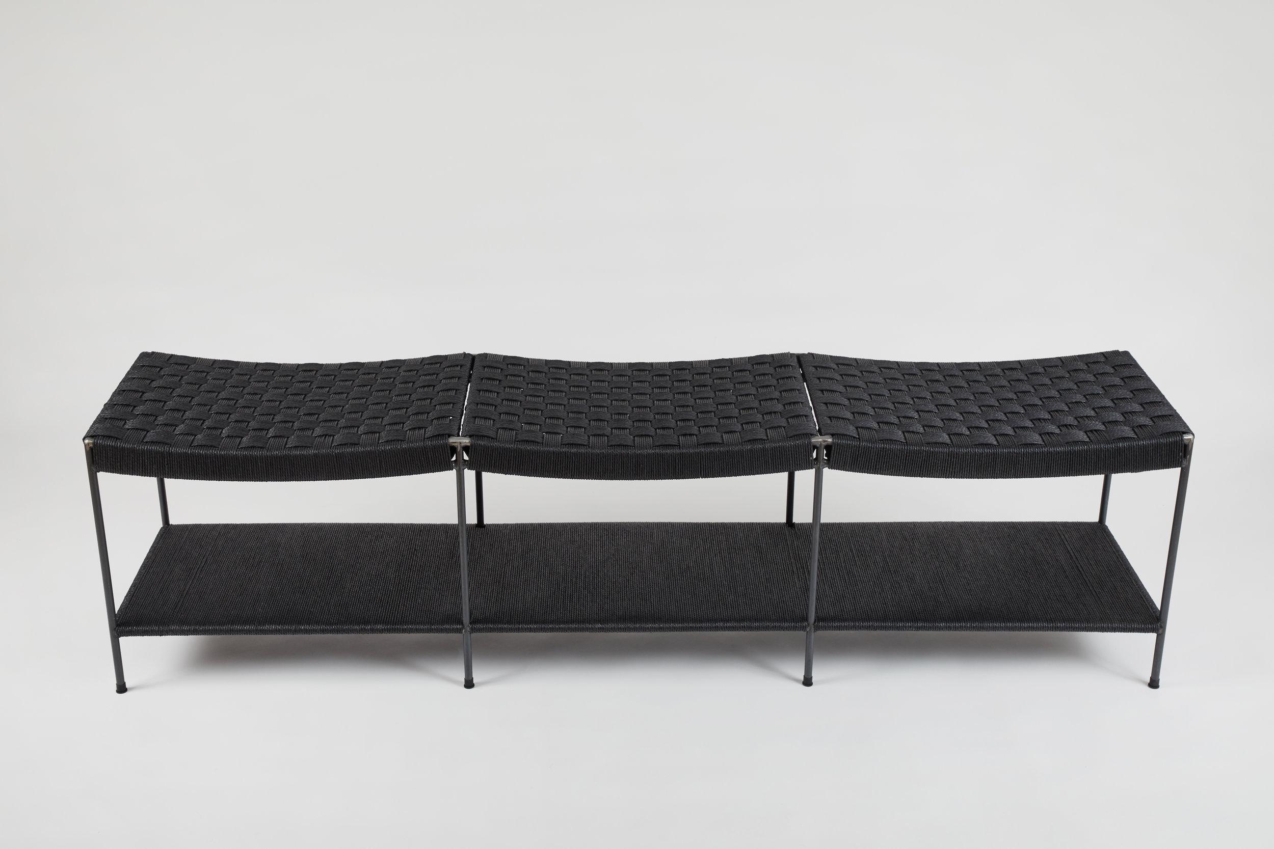 The bench is hand-woven by a master weaver with over 40 years experience. 

We use 70% recycled steel for the frame plated in bronze

Designed by a former art dealer who represented contemporary artists for over 30 years including some of the giants