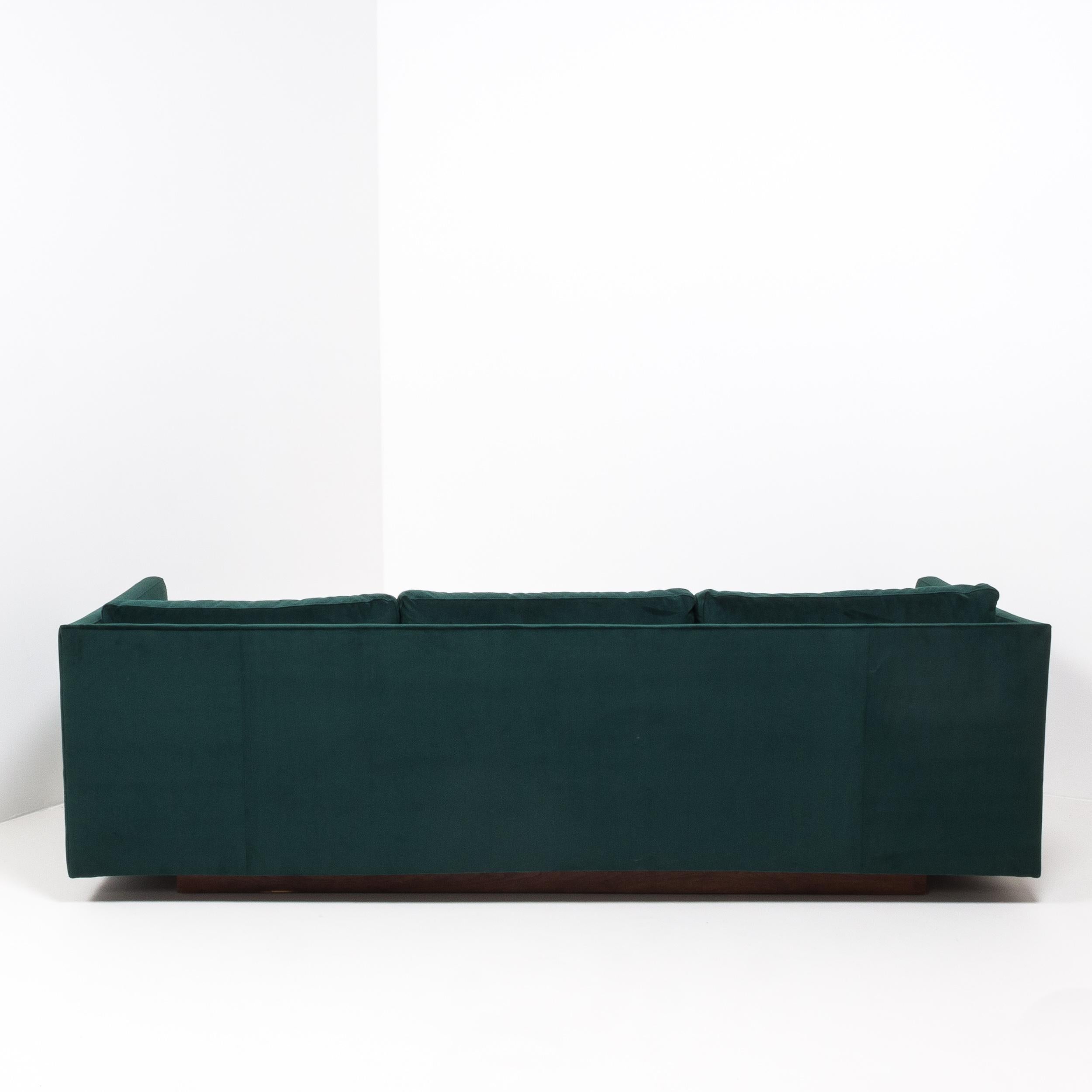 American Three-Seat Green Velvet Tuxedo Sofa by Milo Baughman for Thayer Coggin, 1967