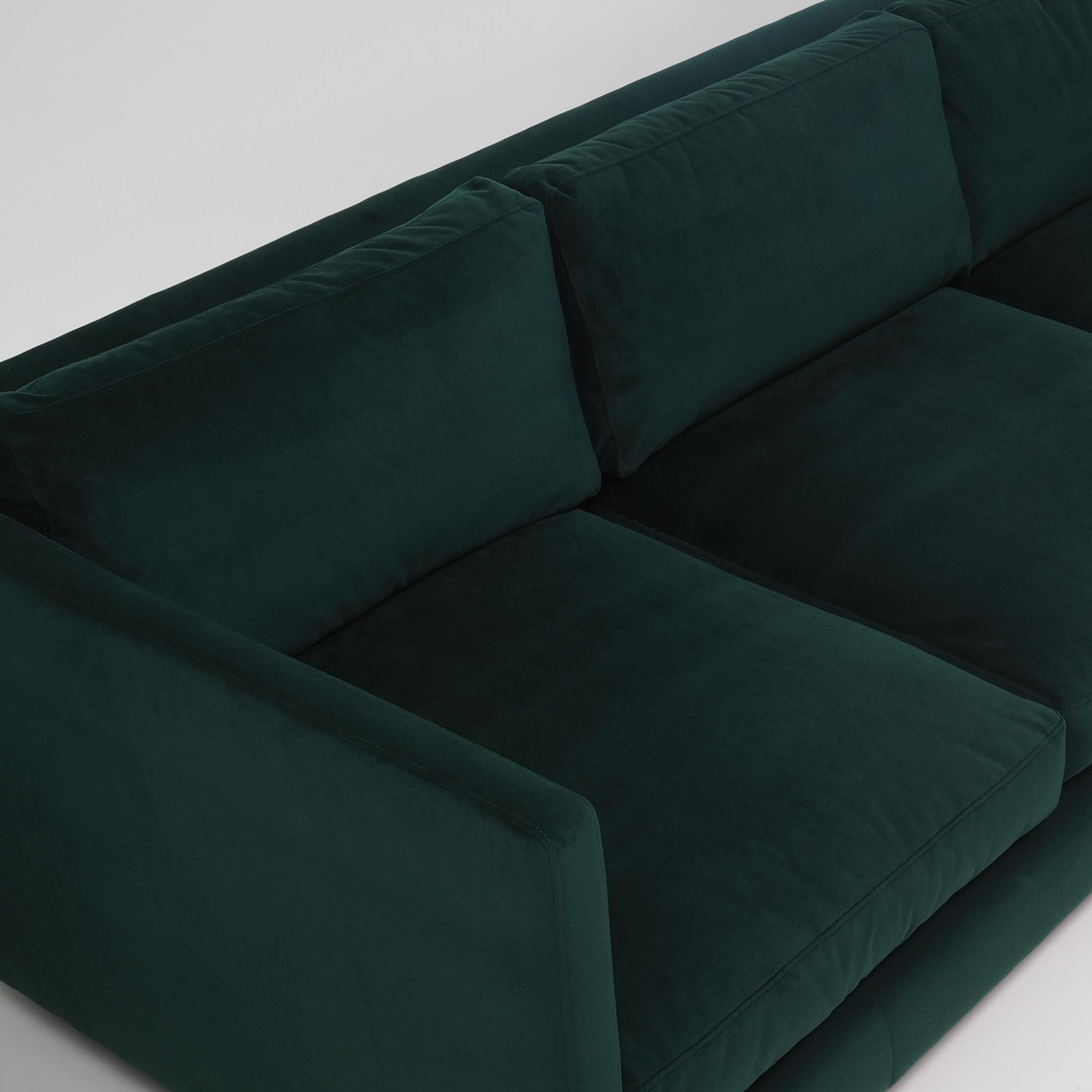 Three-Seat Green Velvet Tuxedo Sofa by Milo Baughman for Thayer Coggin, 1967 1