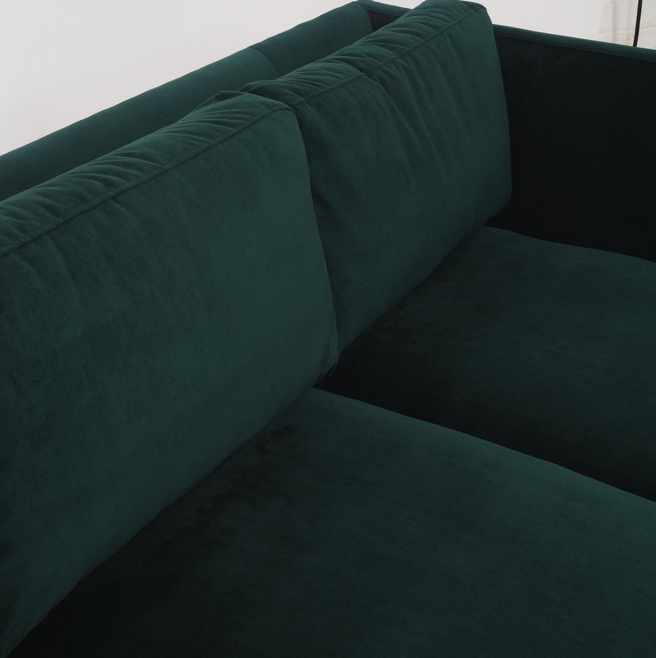 Three-Seat Green Velvet Tuxedo Sofa by Milo Baughman for Thayer Coggin, 1967 2