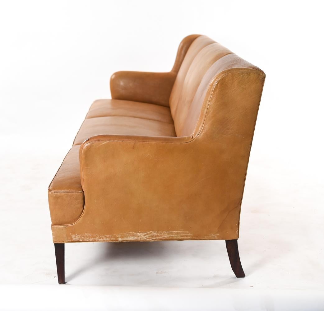 Three-Seat Leather and Mahogany Sofa by Frits Henningsen, 1930s 8