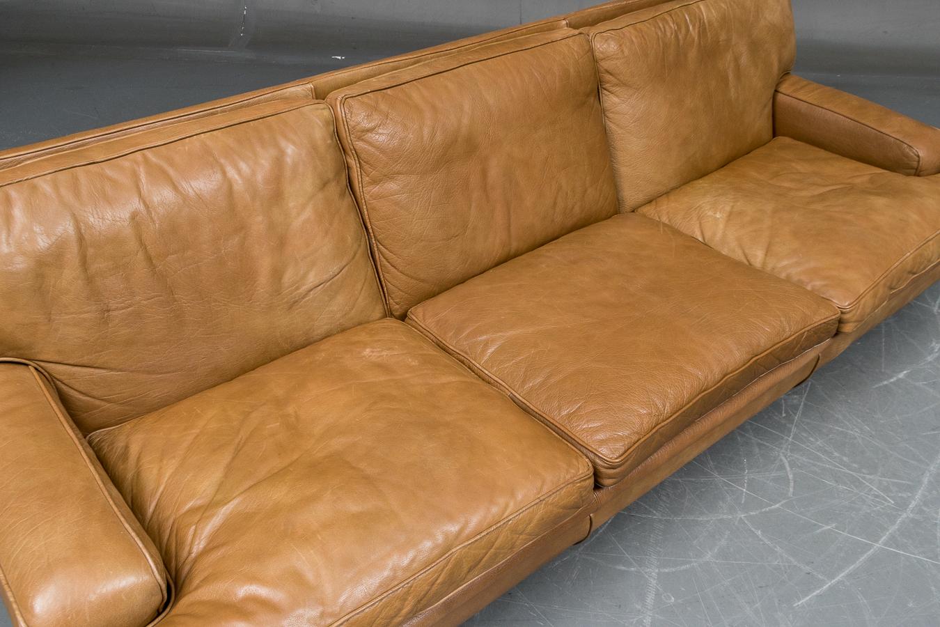 Swedish Three-seat Leather Sofa Model Mexico by Arne Norell