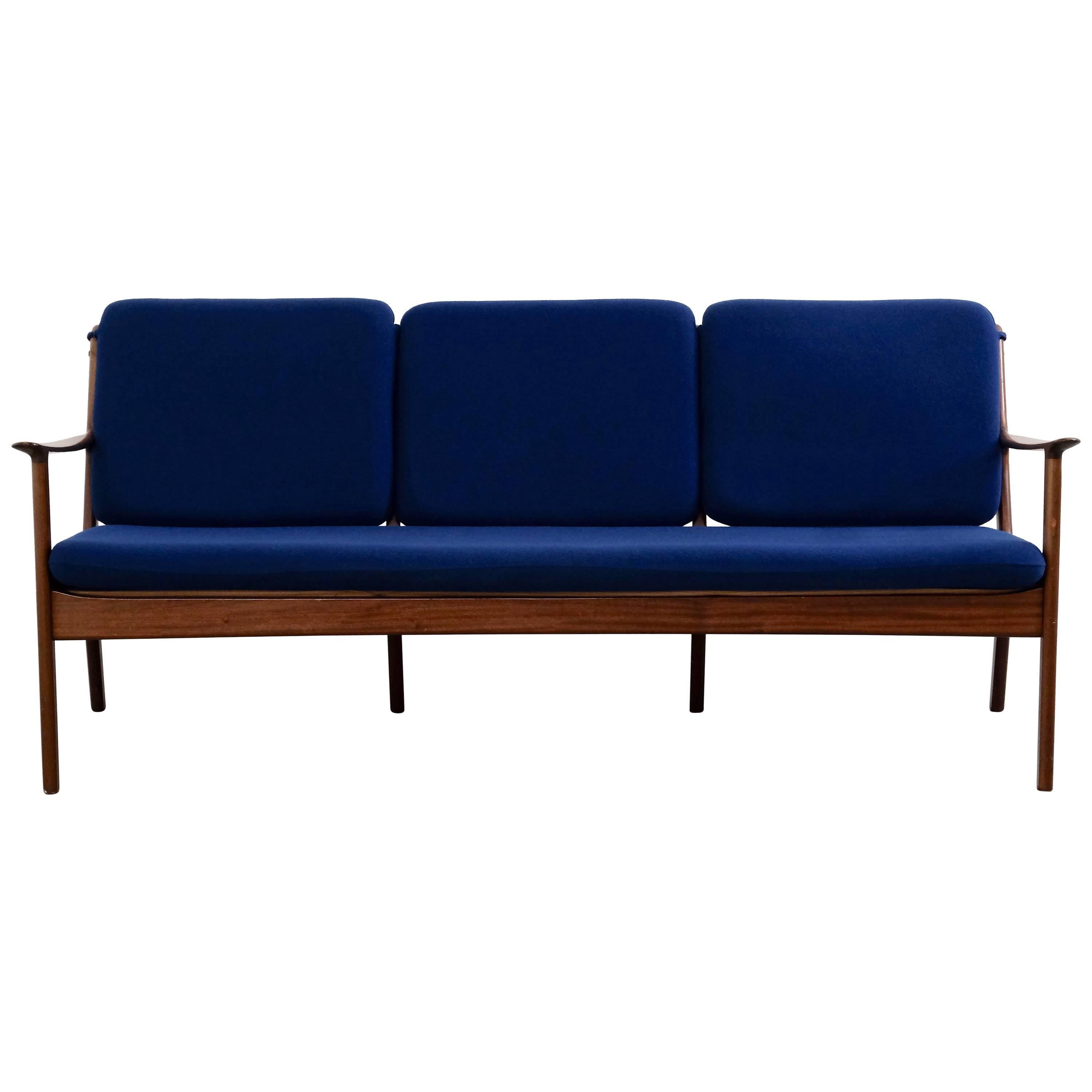 Three-Seat Mahogany Sofa by Ole Wanscher for P. Jeppesens Møbelfabrik