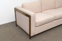 Three Seat Mid Century Brass Sofa in Ivory Boucle