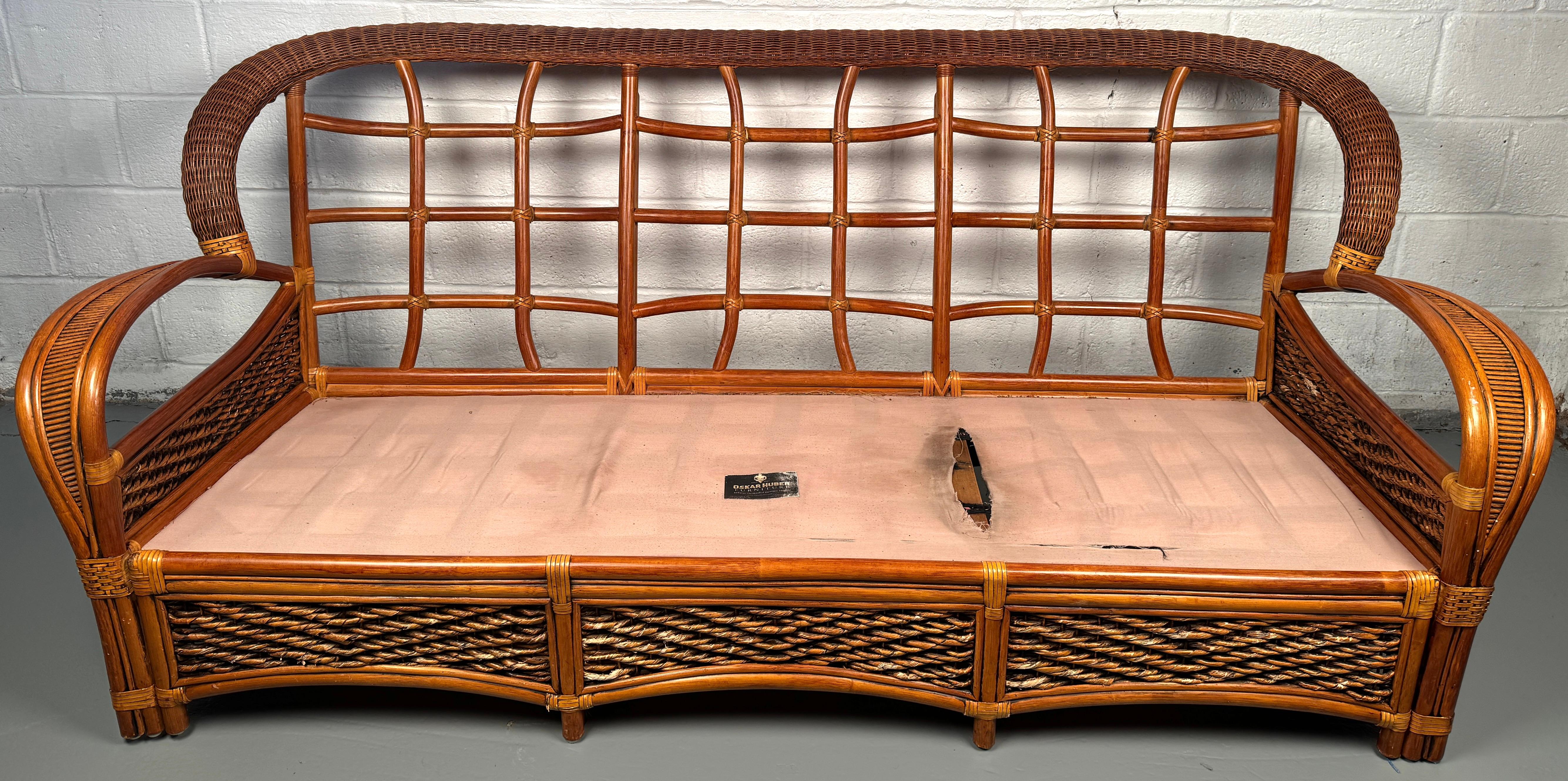 Three Seat Rattan Sofa By Palm Springs For Sale 5