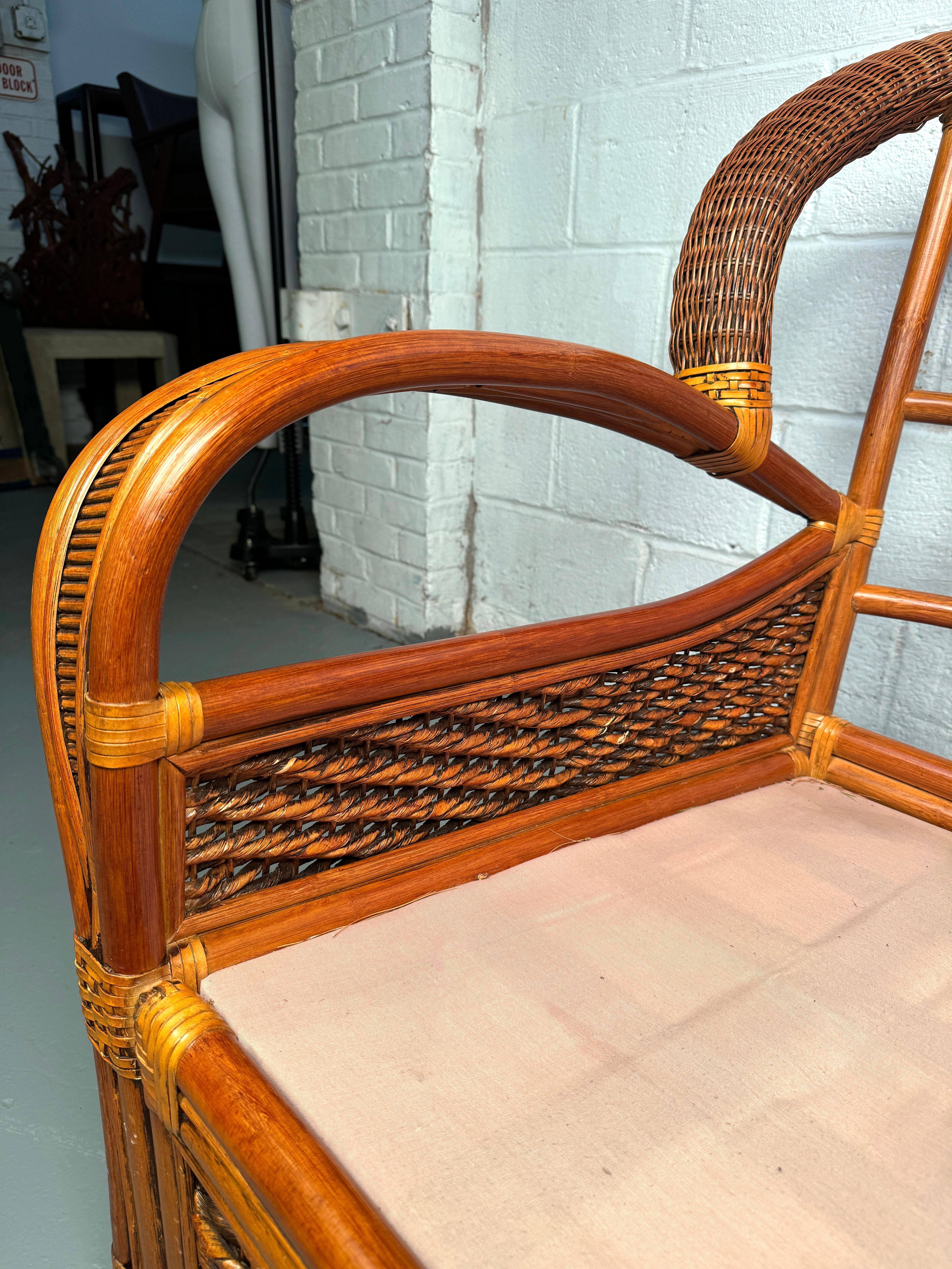 Three Seat Rattan Sofa By Palm Springs For Sale 7