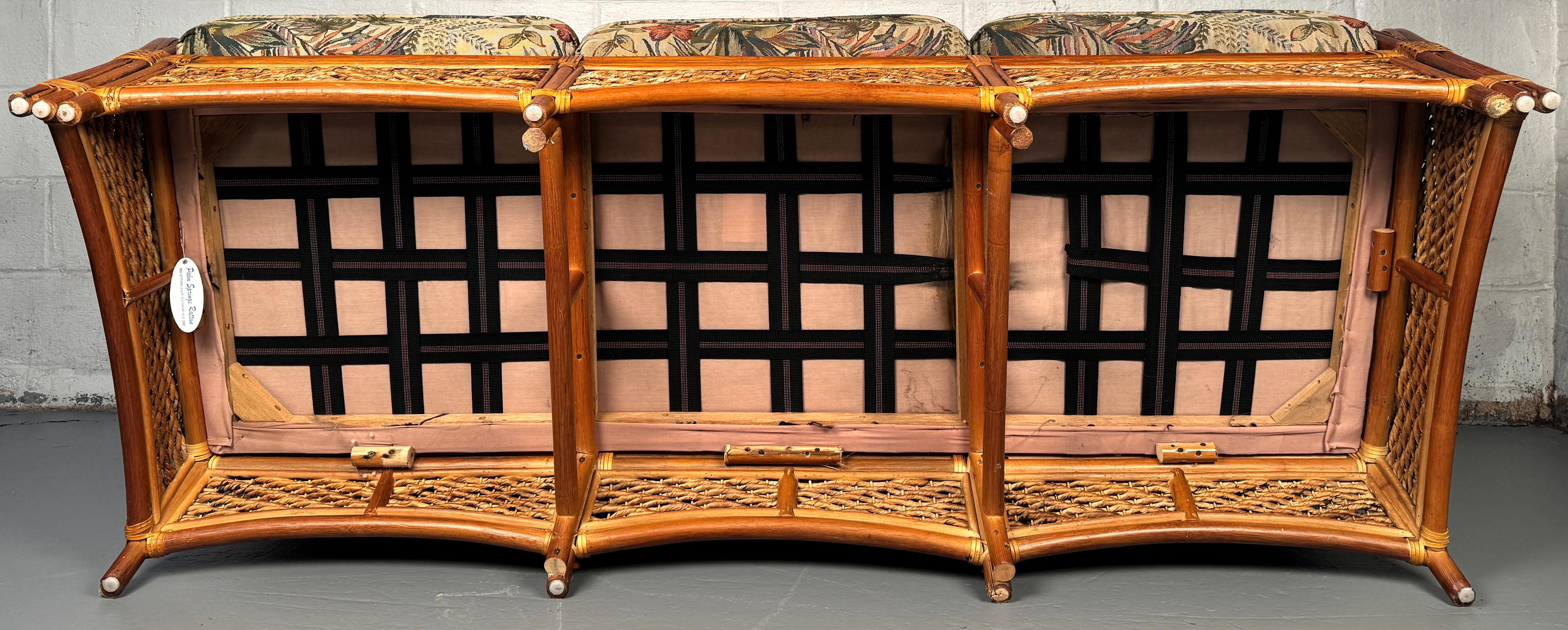 Three Seat Rattan Sofa By Palm Springs For Sale 13