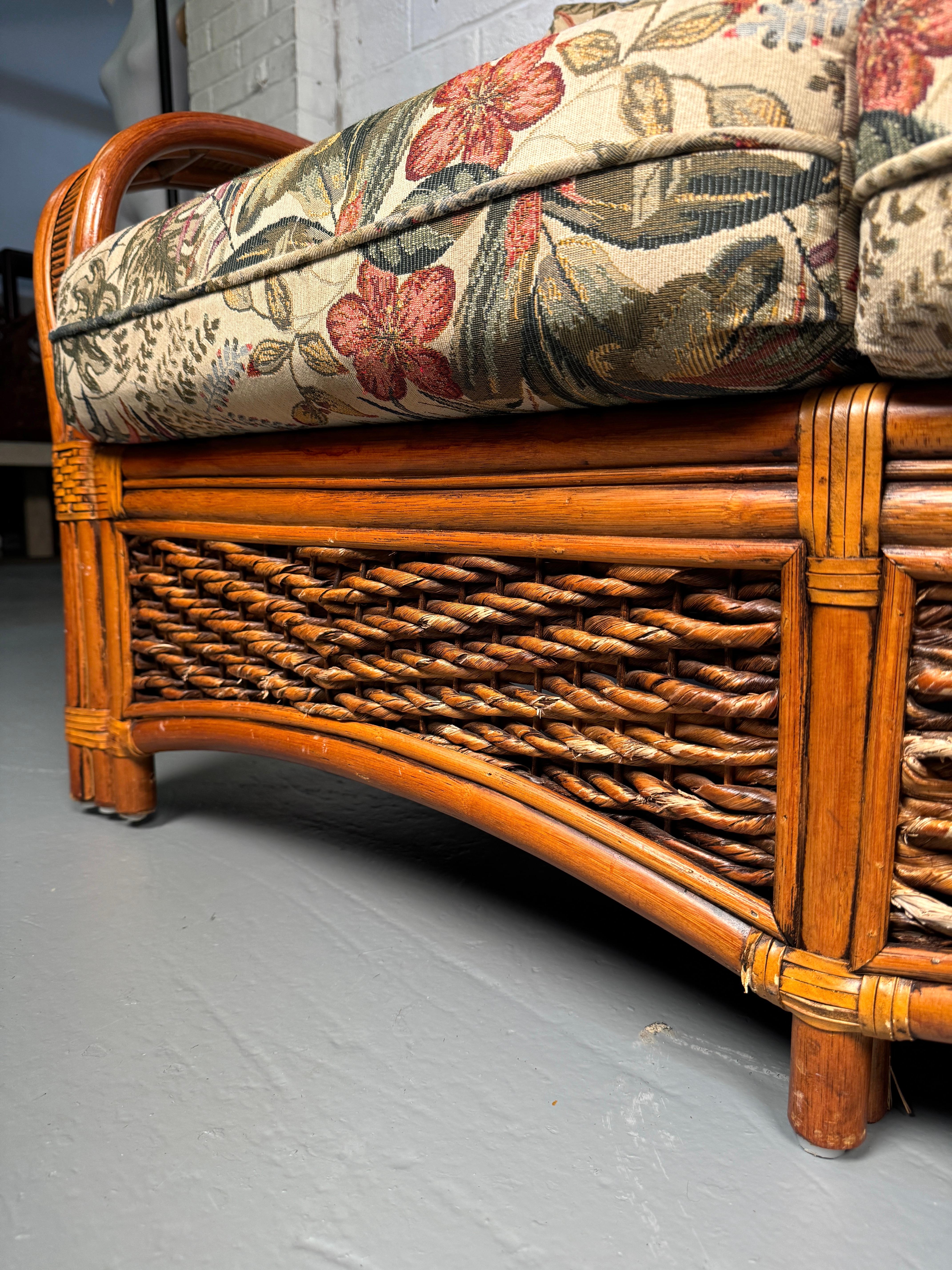 Three Seat Rattan Sofa By Palm Springs For Sale 2