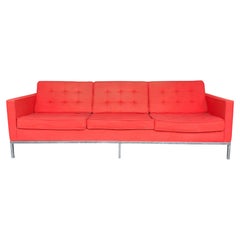 Three Seat Lounge Sofa in Red style of Florence Knoll