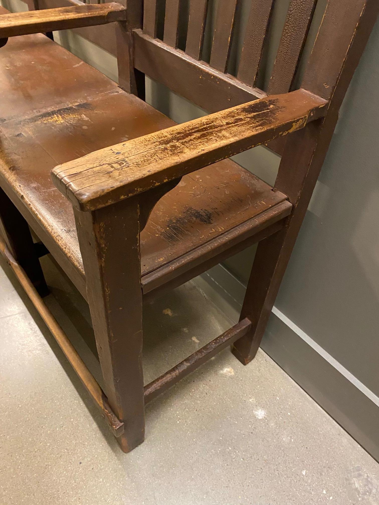 Three Seat Shoe Shine Bench, USA, 1920's In Good Condition In Austin, TX