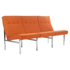 Mid Century Three Seat Sofa / Bench on a Chrome Base after Florence Knoll, 1960s
