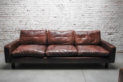 Dreisitziges Sofa Brown Leder entworfen von COR, 1970er, Deutschland