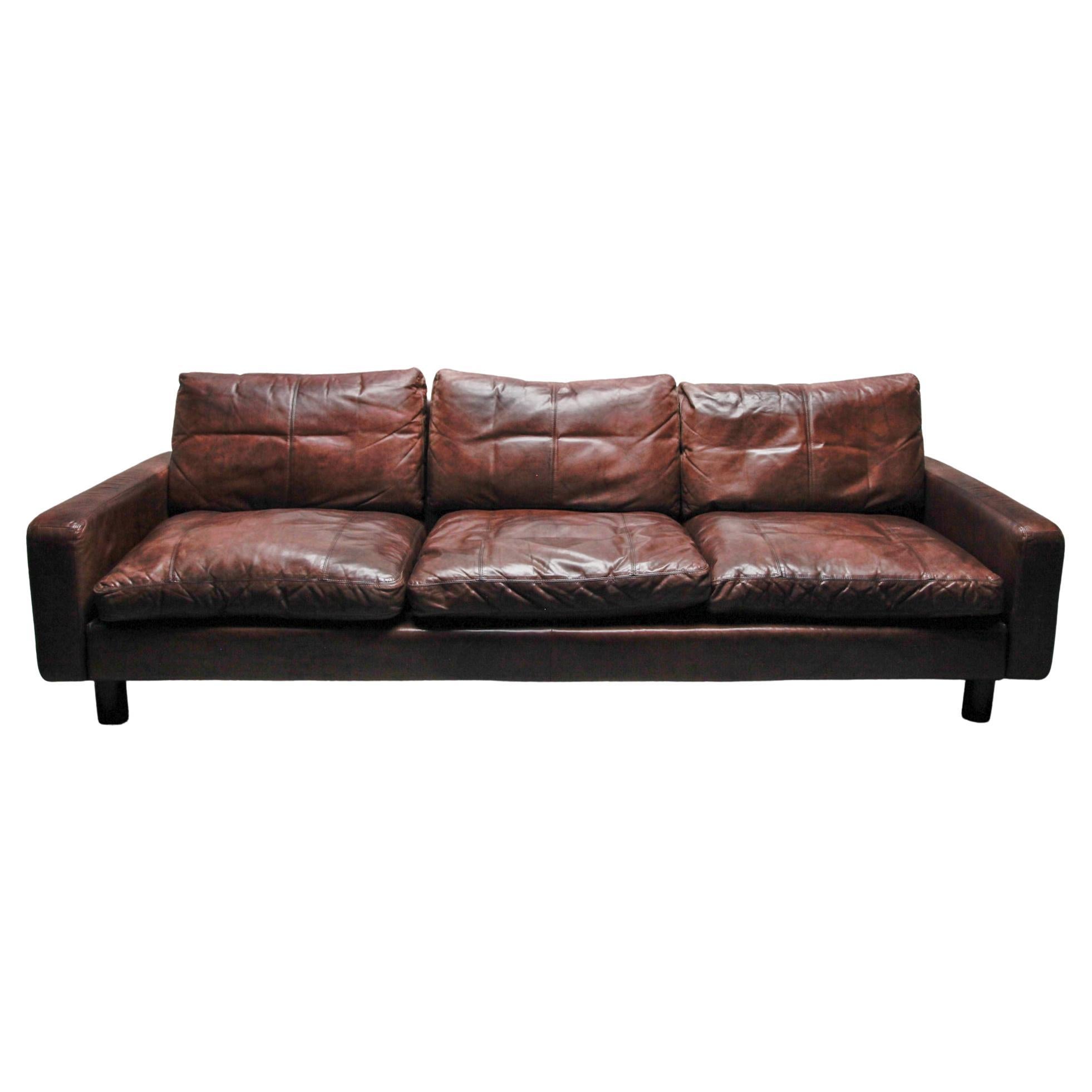 Three Seat Sofa Brown Leather designed by COR, 1970s, Germany