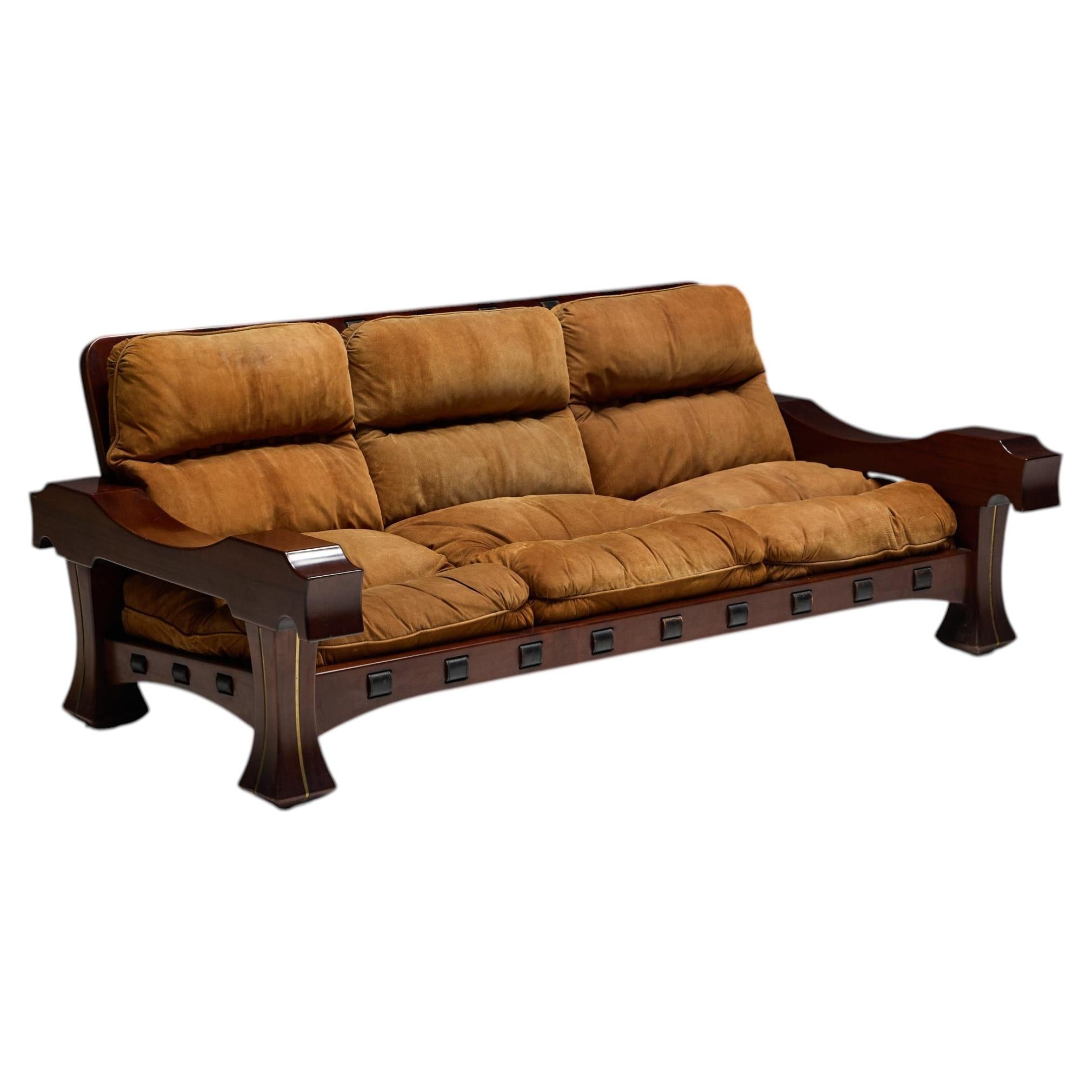 Three-Seat Sofa by Luciano Frigerio for Frigerio di Desio, Italy, 1970s For Sale