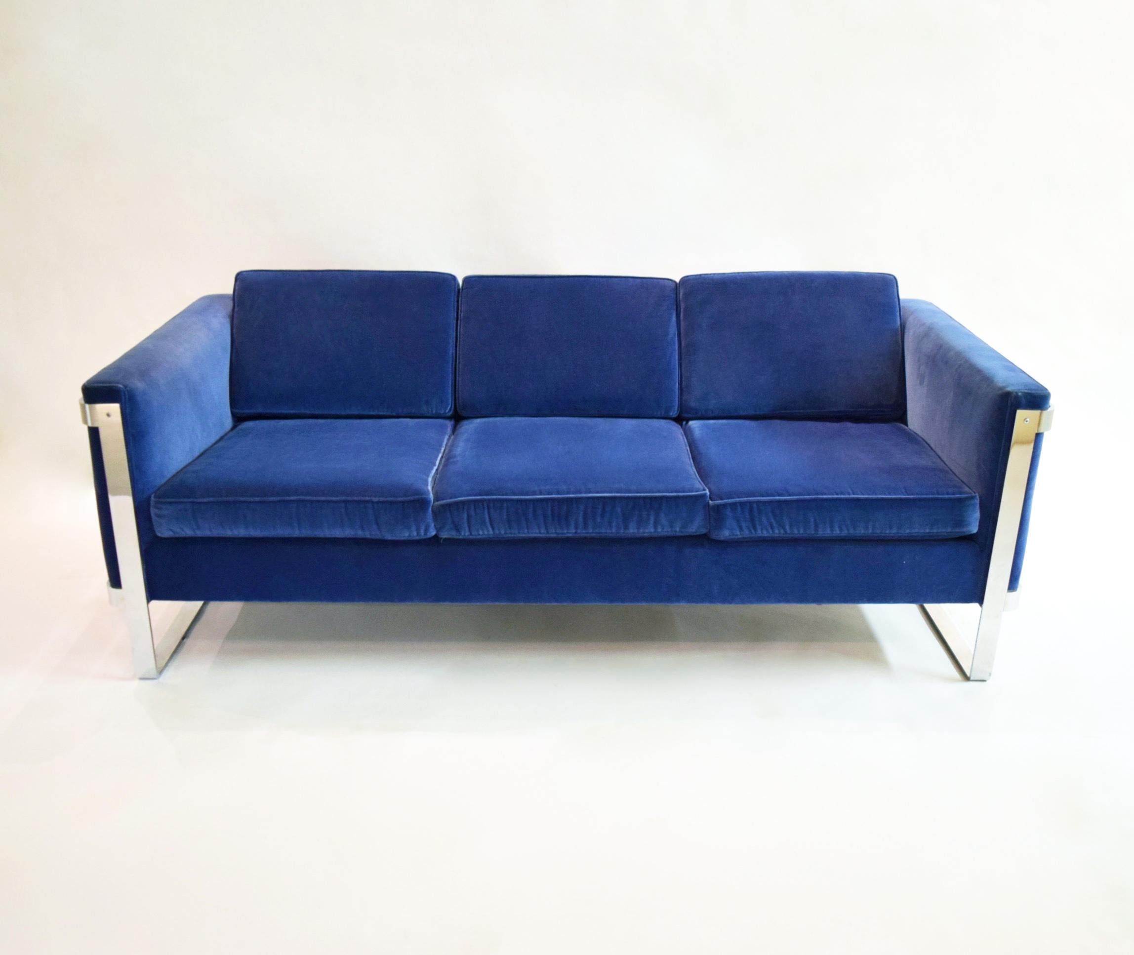Steel Three-Seat Sofa by Pace Collection, USA, circa 1975
