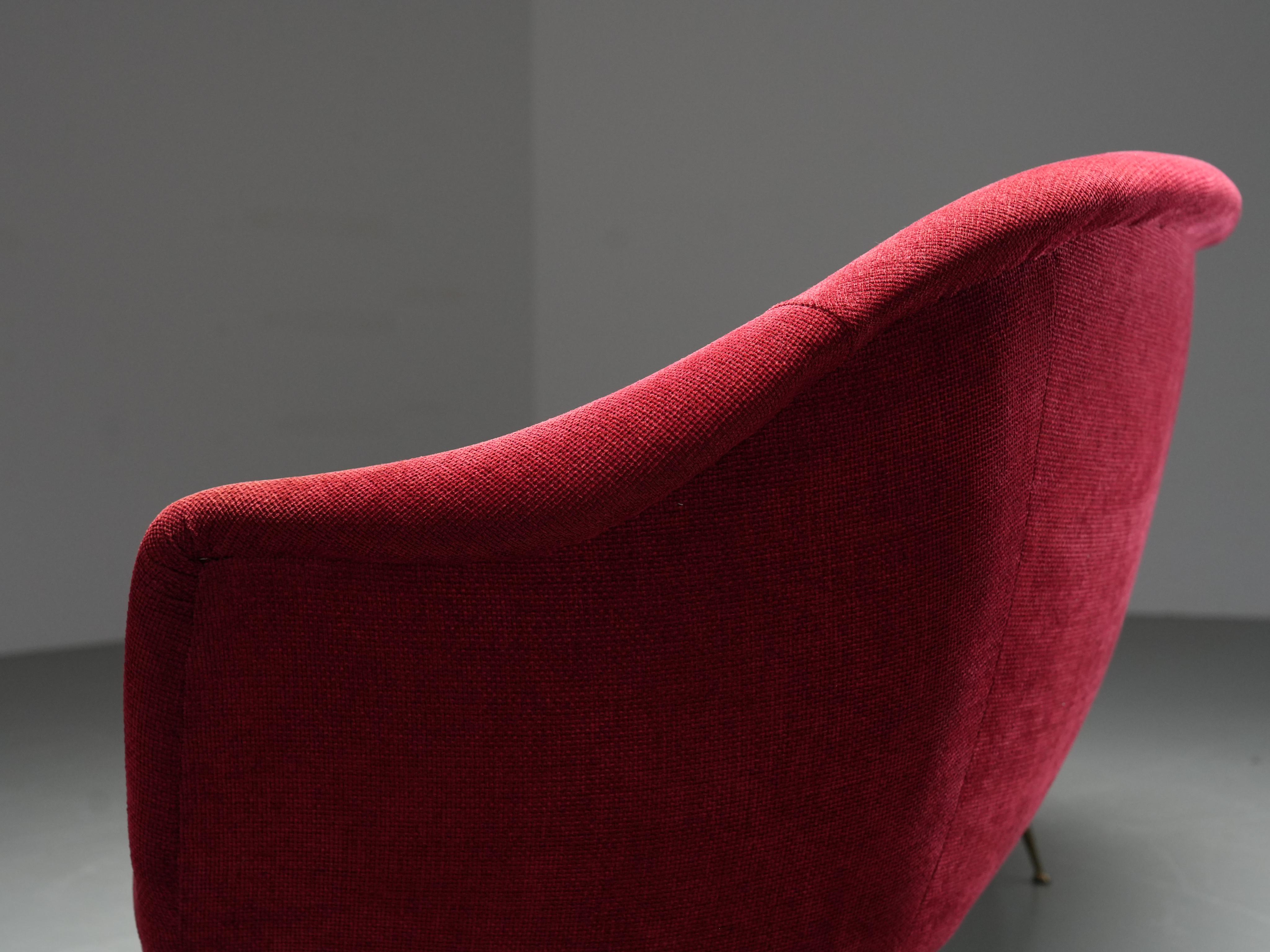 Romantic Three-Seat Sofa in Brass and Fabric, Italy, 1960s For Sale 6
