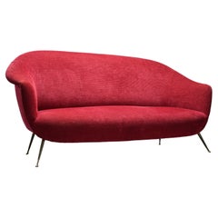 Dreisitzer-Sofa aus Messing und Stoff, Italien, 1960er Jahre