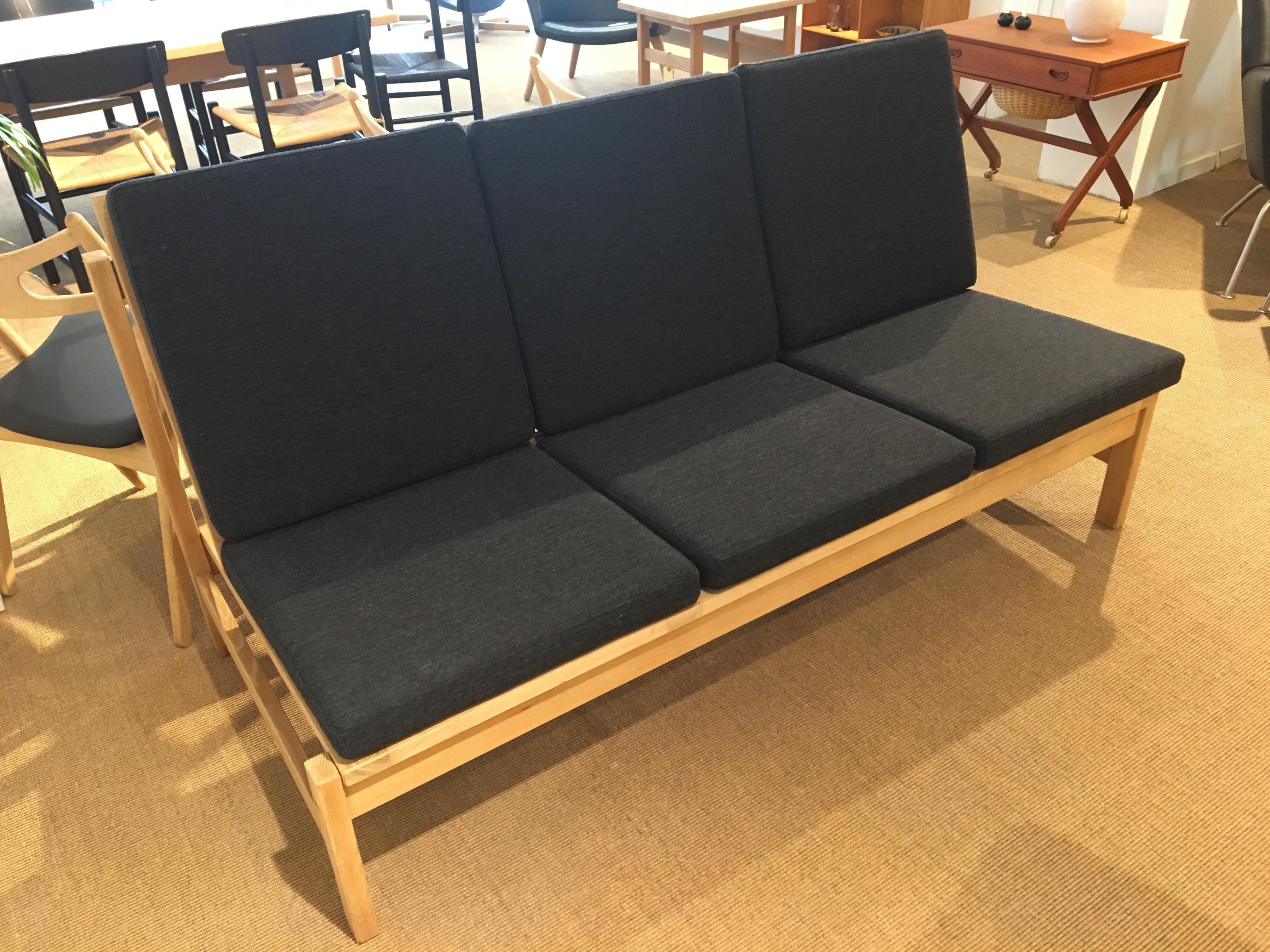 Danish Three-Seat Sofa in Solid Oak Model 2363, Designed by Børge Mogensen